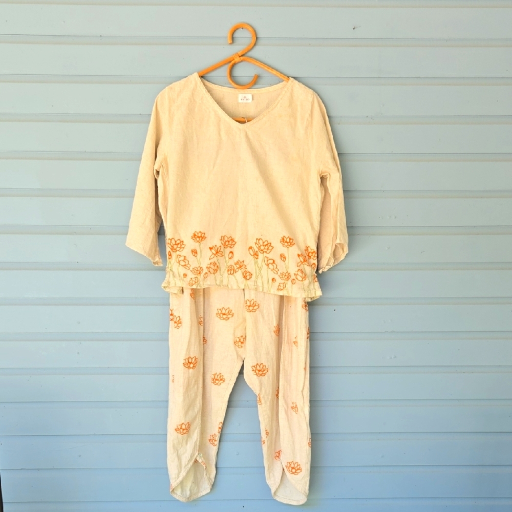Akiso Linen Lotus Lounge Set (Top & Pants) Size Large